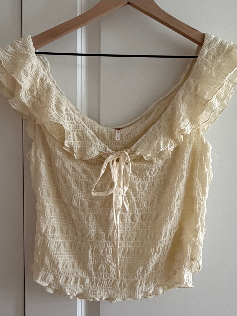 Free People Soft Ruffle Tie-Front Women's Top in Cream